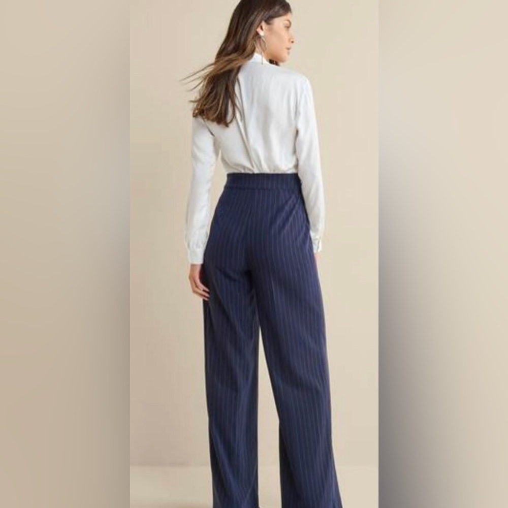 Blue and White Pinstripe Jumpsuit - Picture 6 of 16